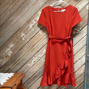 Calvin Klein Asymmetrical Red Dress